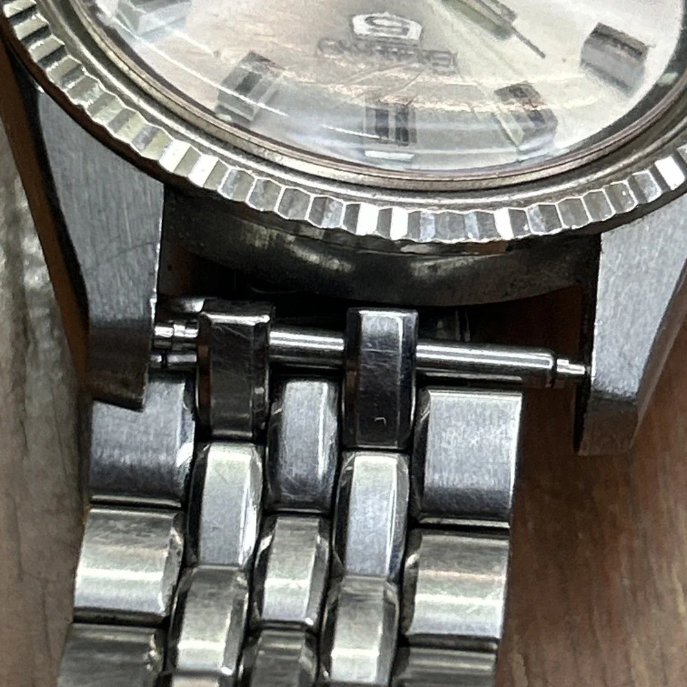 Seiko 5 6119-8200 Automatic Day-Date Vintage Mens Watch Japan Silver White